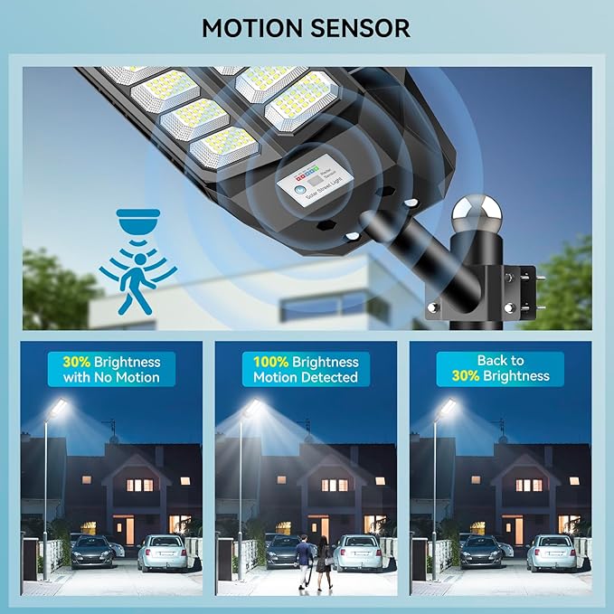 8000W Solar Street Lights Outdoor Solar Lights Outdoor Waterproof with Motion Sensor and Remote Control Parking Lot Light Dusk to Dawn Security Flood Light for Yard Garden 2 Pack