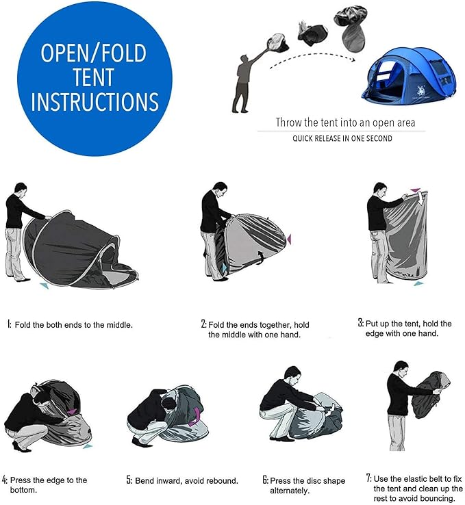 4 Person Easy Pop Up Tent9.5’X6.6’X52''Waterproof Automatic Setup2 Doors-Instant Family Tents for Camping Hiking &amp Traveling