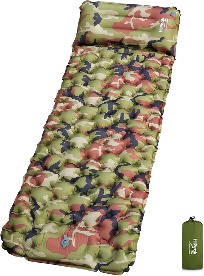 HiiPeak Sleeping Pad for Camping- Ultralight Inflatable Sleeping Mat with Built-in Foot Pump &amp Pillow Upgraded Compact Camping Air Mattress for Tent Backpacking Hiking