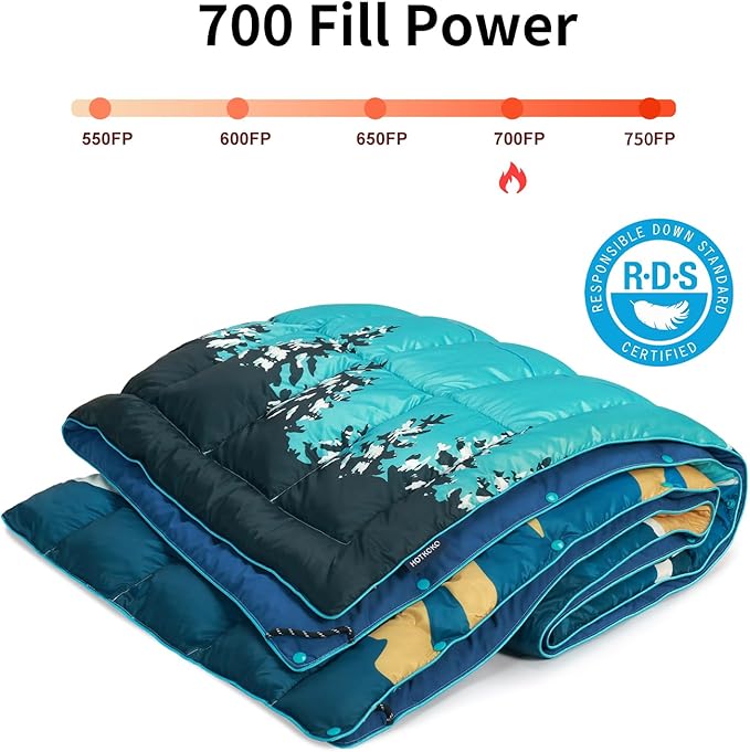 Down Camping BlanketWarm Puffy Lightweight Down Camp Blanket Outdoor Travel Quilt for SleepStadium Hiking 700 Fill Power Water Resistant