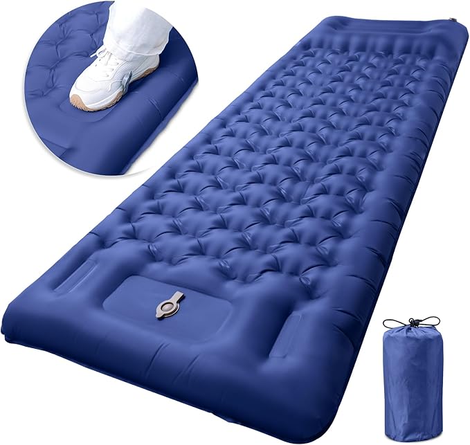 Inflatable Camping Sleeping Pad with Pillow Extra Thickness 4 Inch Sleeping Mat with Built-in Pump Compact &amp Ultralight Camping Air Mattress for Backpacking Hiking Tent Traveling