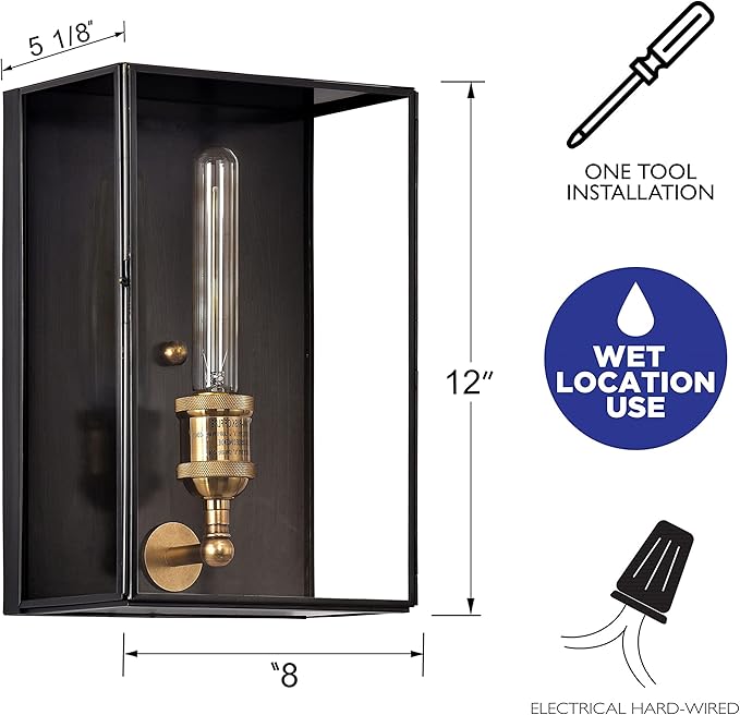 c cattleya Outdoor Wall Light Fixture Brass Exterior Wall Lantern Waterproof Outdoor Wall Sconce Front Porch Light with Unique Door Design for Garage Garden Patio Staircase Balcony