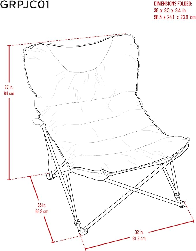 Camp &amp GO Extra Large Ultra Padded Outdoor Camping Chair Portable Folding Camp Chair with Wide Padded Seat Cup Holder and Carry Bag Multicolor
