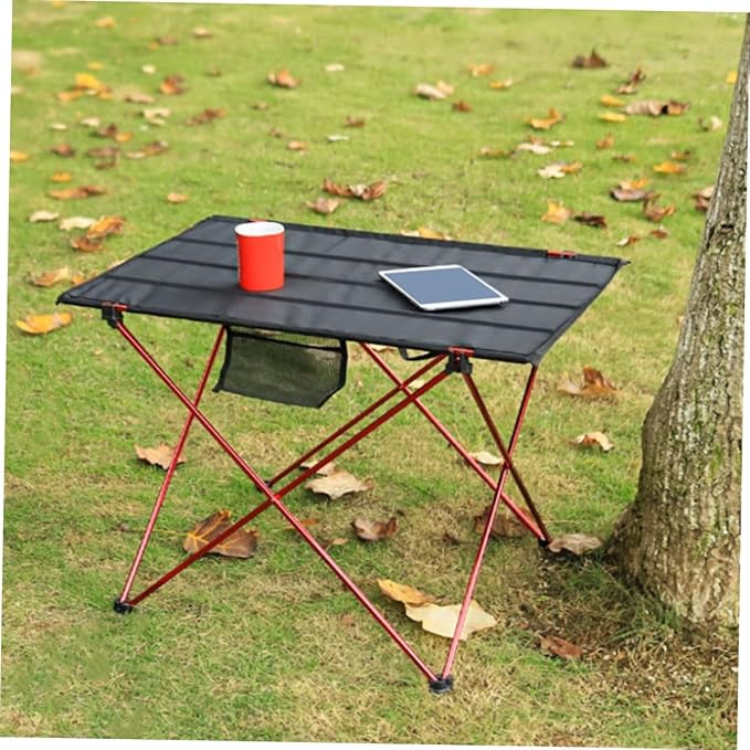 SUPVOX Outdoor Folding Picnic Table Set Lightweight Aluminum Alloy Easy Assembly Portable Camp Table for Picnics Camping Hiking Fishing and Outdoor Activities Medium Red