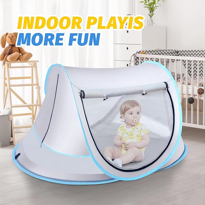 Baby Beach Tent Pop Up Toddler Travel Bed for Boys or Girls Sun Shade for Toddler Camping Infant Portable Sun Shade Summer Beach Baby