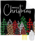 Beach Blanket Waterproof Sandproof OversizedMerry Christmas Leopard Xmas Tree Beach Mat with Corner Stakes Sand PocketsRed Black Buffalo Plaid Outdoor Picnic Mat for Travel Camping Hiking 95x80In