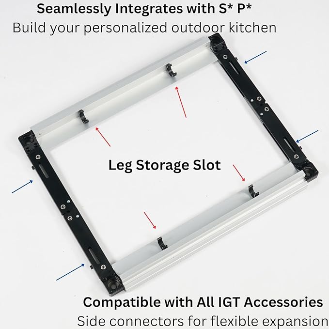 Folding IGT Outdoor Camping Table Frame with Carry Bag Modular Design IGT Compatible Lightweight Aluminum Alloy for Outdoor Cooking Car Camping Campground RV Picnic BBQ(Silver 3-Unit)