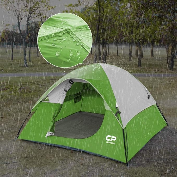 CAMPROS CP Tent 3 Person Camping Tents Gifts for Family Waterproof Windproof Backpacking Tent with Top Rainfly Easy Set up Small Lightweight Dome Tents Hiking Beach - Green