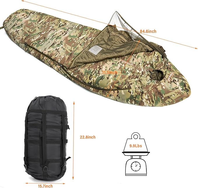 MT Military Army Force Defence 4 &amp Tropen Patrol Mummy Sleeping Bags with Bivy Cover Compression Sack Modular Sleeping System 2.0 for Cold Weather