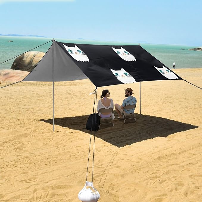 Cute CatCamping Sun Shelters 9.2 x 10.5 FT Beach Canopy Tent Sun Shade with Carrying Bag for Camping Trips Fishing Backyard Fun or Picnics 21341661