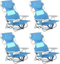 Ostrich Lightweight Ladies Comfort On-Your-Back Outdoor Backpack Beach Chair w/5 Adjustable Positions Carry Straps &amp Cup Holder Blue (4 Pack)