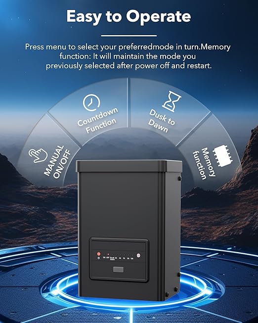 BN-LINK 120W Low Voltage Landscape Transformer with Countdown Timer and Photocell Sensor 125V AC to 12V/14V AC Converter with Overload Protection Weather Durable for Outdoor LED Lighting