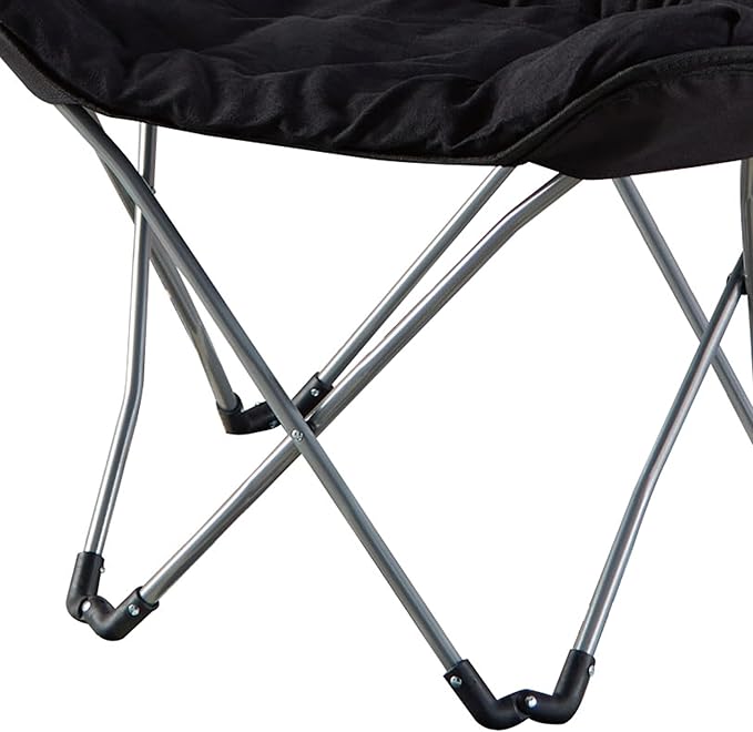 Foldable Butterfly Chair with Soft Microsuede Fabric - Multi-Color Portable Home Seating (Black)