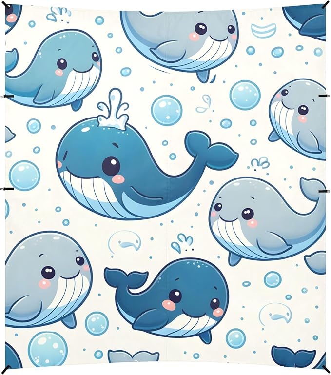 Cartoon Bubbles Cute Whale Camping Sun Shelter Beach Tent Portable Beach Sun Shade Outdoor Canopy for Camping Trips Fishing Picnic