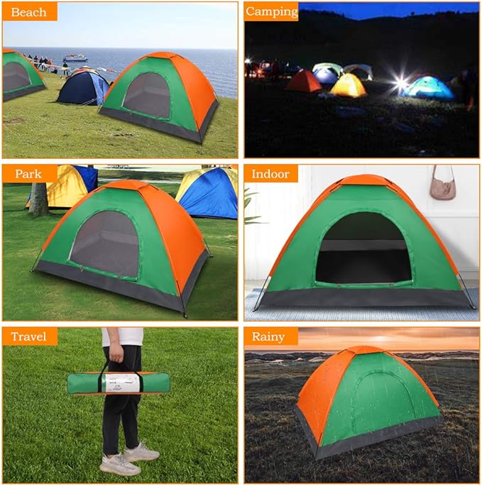 Outvita Camping Dome Tent 1-4 Person Waterproof Windproof Easy Setup Spacious Family Tents with Carry Bag &amp Rain Fly for Hiking Backpacking Traveling Glamping Beach