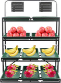 4 Tier Supermarket Fruit Vegetable Storage Rack Retail Display Rack Market Shelf with 10 Slanted Baskets &amp 2 Product Labels Floor Standing Metal Fruit Vegetable Snacks Display Shelf Organizer