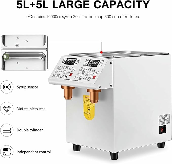 Fructose Quantitative Dispenser Filling Machine 5L Double-Cylinder Fully Automatic Sugar Syrup Quantifier for Commercial Use