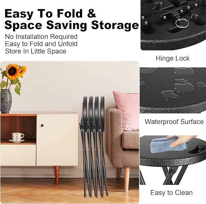 YOMT Folding Stools for Adults Portable Backless 24 inch Folding Bar Stools Heavy Duty Foldable Stools with Handle for Kitchen Counter Room Home Camping Indoor Outdoor Set of 2