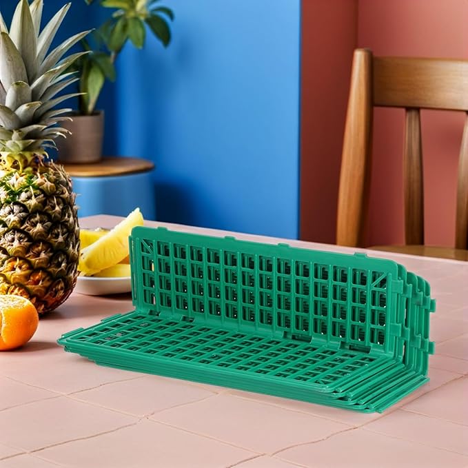 6PCS Plastic Shelf Rail Guardrail Supermarket Produce Display Divider for Grocery Store Shop Market Home Accessories - Green