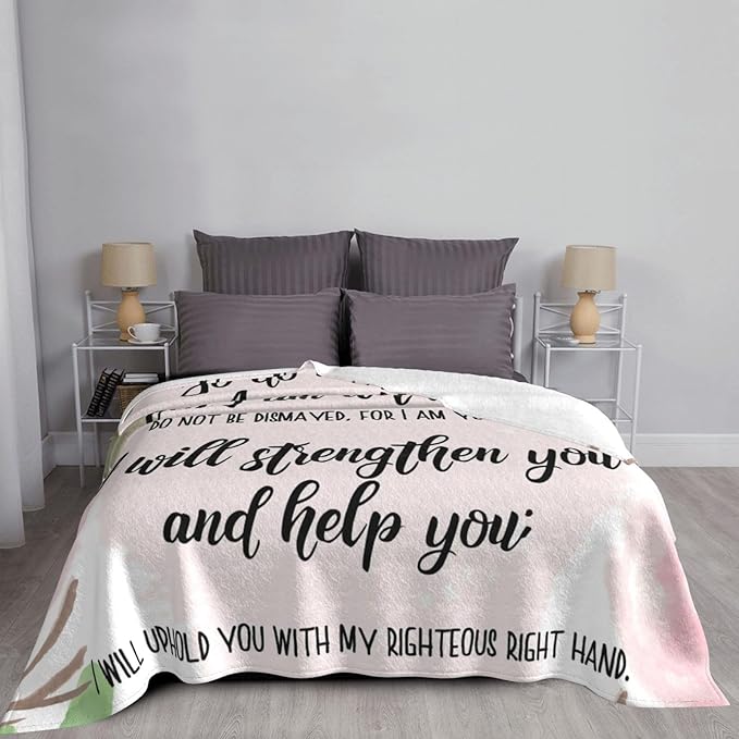 80X60 Isaiah 41：10 Lightweight Flannel Blanket - Soft and Breathable Polyester Suitable for Travel Camping and Home Decoration