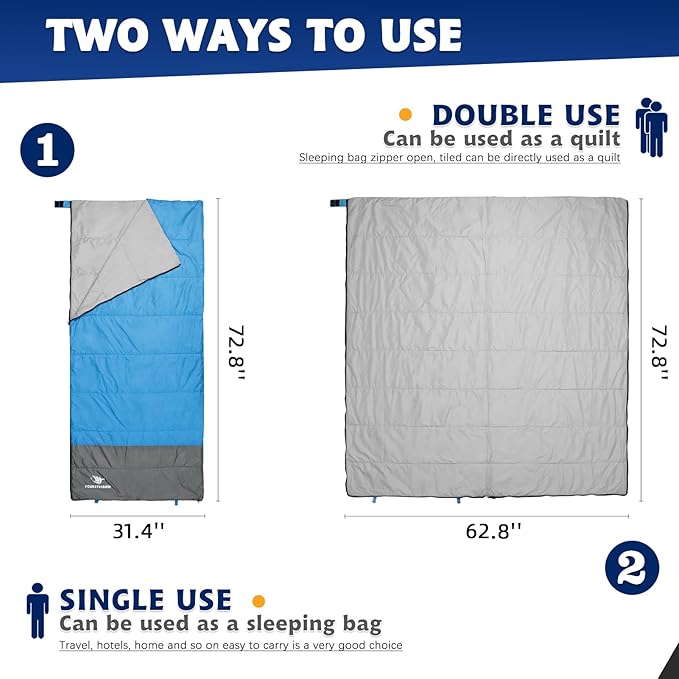 Envelope Sleeping Bag Three Seasons Constant Temperature Sleeping Bag Suitable for All Ages Indoor Hotel Accommodation or Outdoor Travel…