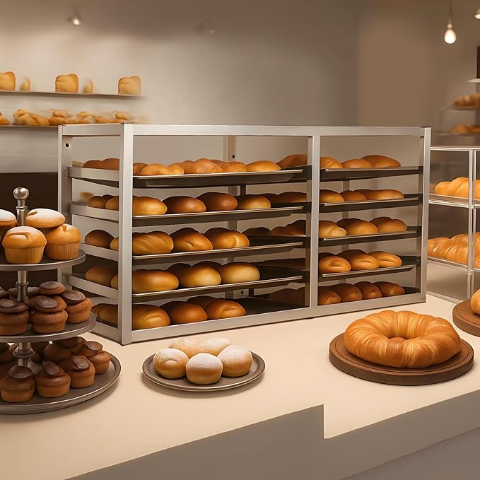 Wall Mounted 5 Tier Half Sheet Pan Rack – Extra Long 40” Heavy Duty Commercial Bun Rack 40 x 13 x 18 Fits 10 Half Size Sheet Pans Aluminum Baking Tray Organizer for Bakery Restaurant Catering