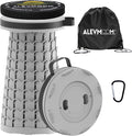 ALEVMOOM Upgraded Collapsible Stool with Cushion &amp Bag 18 H Portable Retractable Telescoping Folding Stool for Adults Lightweight But Sturdy Capacity 600 lbs for Camping Fishing Hiking Travel