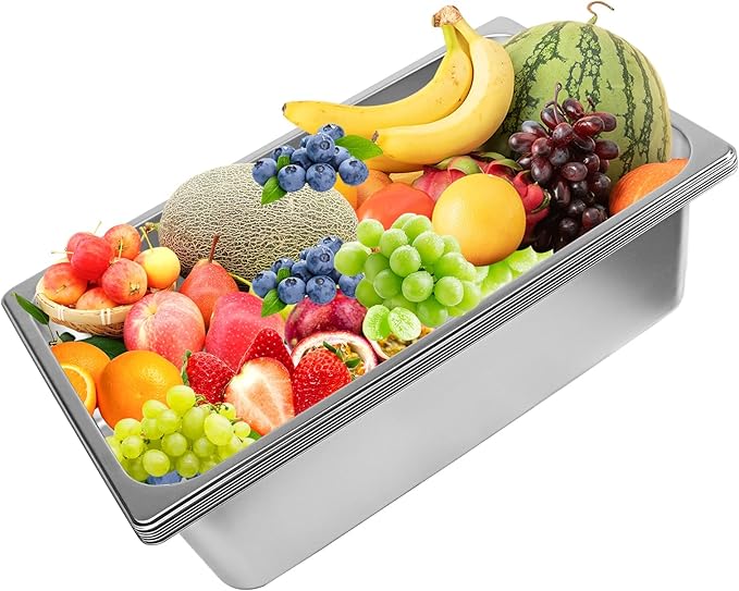 6 Pack Full Size Steam Table PansStainless Steel Hotel Pan1/1 6 Inch Deep Anti Jam Commercial Table Pan20.8 L x 13 W Catering Pans Food Pans for Hotels Restaurants and Home Use