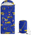 Wake In Cloud - Kids Sleeping Bag for Boys Toddlers Camping in Warm Cold Weather Backpacking Lightweight Compact Outdoor Liner for 3 Seasons Summer Spring Fall Excavator Blue
