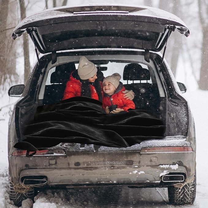 ZONETECH Heating 12V Polar Fleece Material Blanket 2- Pack - Ideal for Summer Camping Road Trips Picnics or Relaxing in The Convenience of Your Vehicle or Home