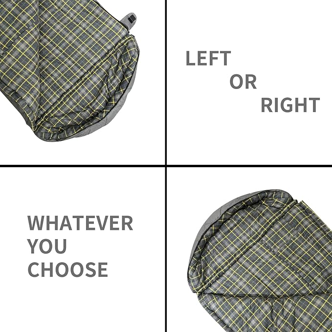 Mountainlodge 100% Cotton Shell and Lining Sleeping Bag for Adult Cold Weather with Compression Bag&ampCarry Bag for CampingTravel and Car Camping