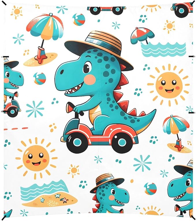 Beach Tent Sun Shelter Dinosaurs Drive in Summer Lightweight &amp Easy Setup Beach Shade Canopy for Camping Fishing