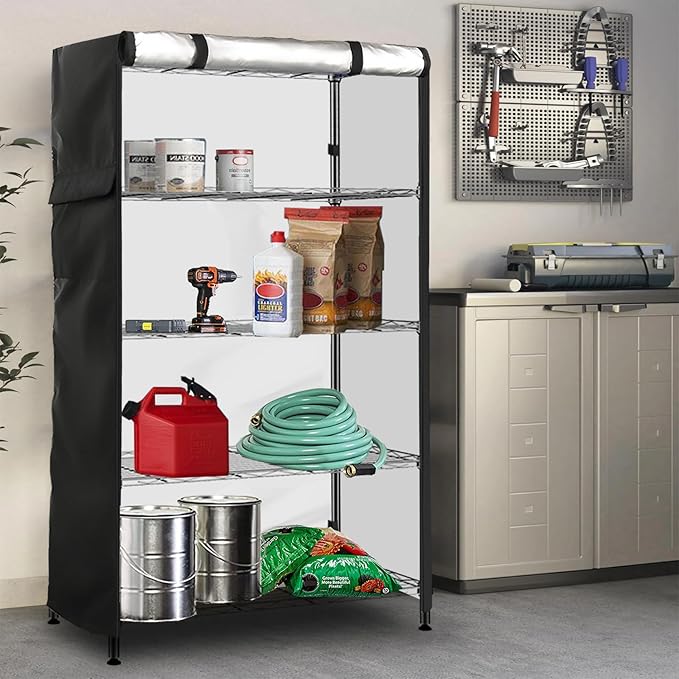 Wire Shelf Cover600D Heavy Duty 100% Waterproof Shelf Covers for Wire ShelvingOutdoor Storage Shelves Cover for Metal Rack42 W x 18 D x 72 HBlack