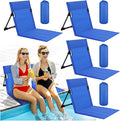 Karenhi 4 Pcs Foldable Poolside Chairs Portable Beach Chair Folding Seat for Edge of Pool Provide Back Support with Carry Bag for Adults Traveling Camping Picnic Lawn(Blue26.8 InchClassic Style)