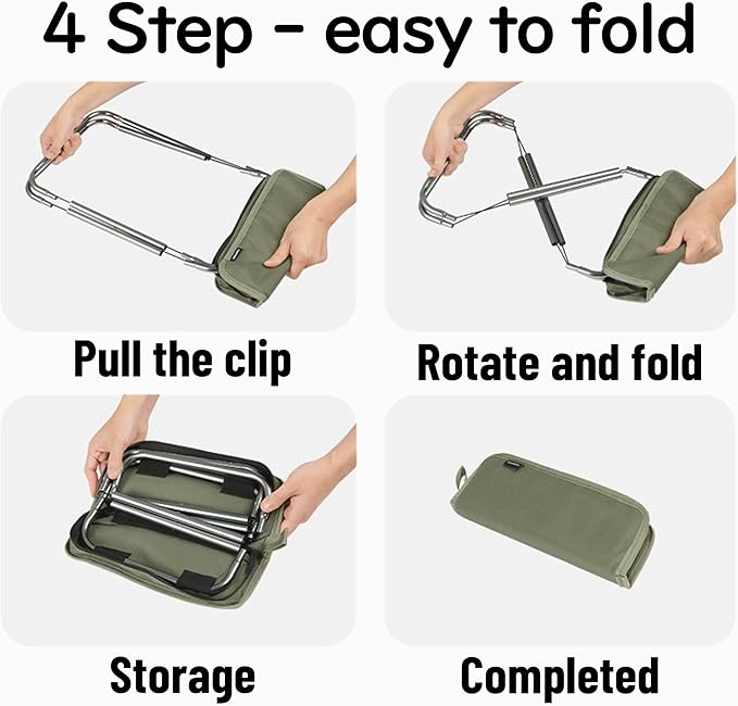 Naturehike 11in Ultralight Camping Folding Stool - Supports 390lbs 0.72lb Compact Portable Stool 7075 Aluminum Alloy &amp 600D Oxford Pocket Chair for Adult Backpacking Fishing Sports Events