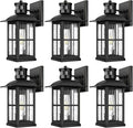 6-Pack 15inch Large Outdoor Wall LightsModern Black Exterior Lantern Wall Light Fixture with E26 Sockets &amp Tempered GlassWaterproof Porch Wall Lighting for GarageGarden