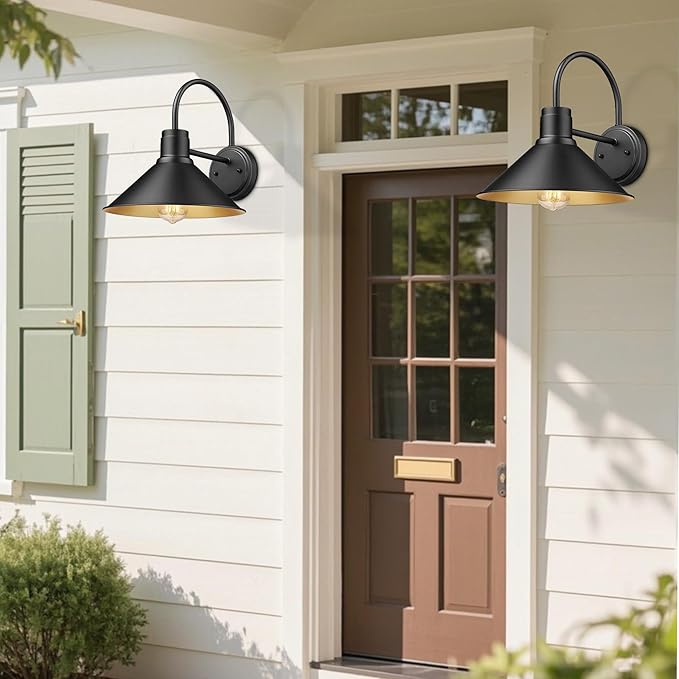 Exterior Barn Light Outdoor Wall Mount Light for House Front Porch Wall Lighting Fixture Farmhouse Outdoor Sconce Light (Black 3 Pack)