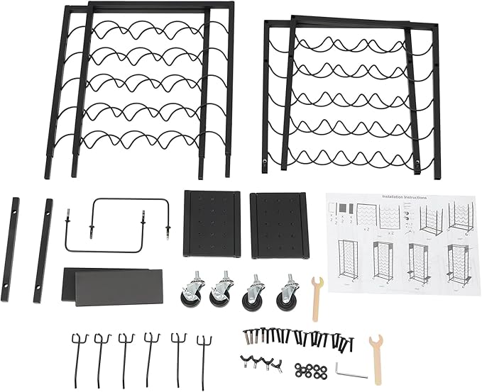 Mobile Vinyl Roll Holder Cart 40 Compartments Vinyl Storage Organizer with 6 Hooks &amp Extra Paper Roll Organizer Tray on 2 Side Vinyl Storage Rack with Wheels for Craft Room (Black)