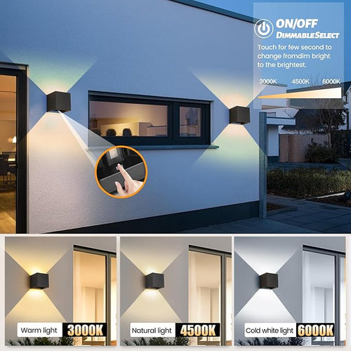 15W Indoor Wall SconceBlack Wall Sconces Set of Two3 Color Temperatures Hardwired Up and Down Outdoor Lights4.33 Inch Interior/Exterior Wall Lights for Living Room Bedroom Hallway Porch Yard 2 Pack