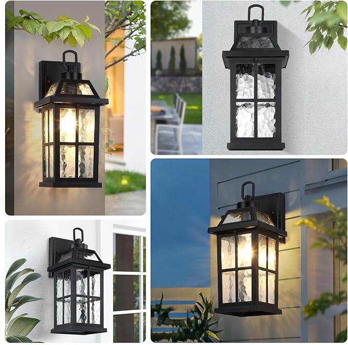 14 '' Outdoor Lights for House 2 Packs Black Exterior Light Fixtures Porch Light Wall Mount Waterproof Sconce Lights Outside Modern Outdoor Lighting Wall Lanterns for House Garage Patio Front Door