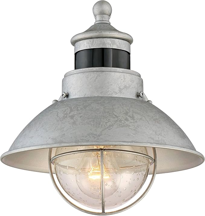 John Timberland Oberlin Rustic Industrial Farmhouse Outdoor Barn Light Fixture Galvanized Dusk to Dawn Motion Sensor 9 Clear Seedy Glass for Exterior Deck House Porch Yard Patio Outside Garage