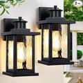 12'' Outdoor Light Fixture 2 Packs Outdoor Wall Lights Exterior Wall Sconce with Water Ripple Glass Waterproof Porch Light Lantern Wall Mounted Modern Black Outside Lights for House Patio Garage
