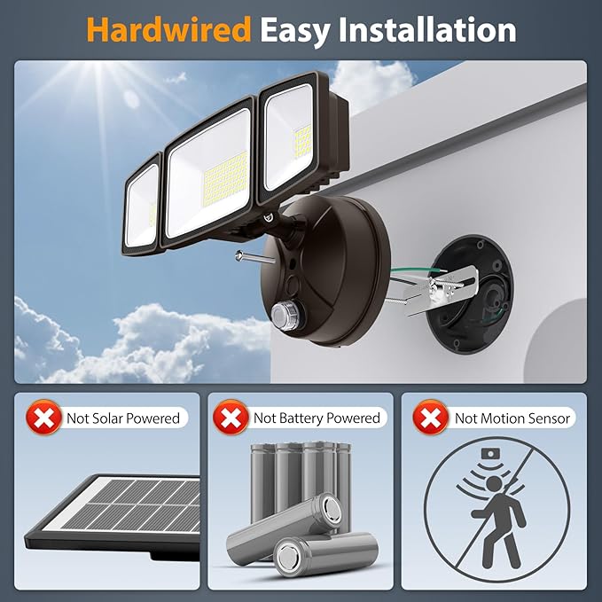 Onforu 70W LED Dusk to Dawn Flood Lights 7000LM Brown Exterior Security Outdoor LightingIP65 Waterproof Outdoor 3 Adjustable Heads Photocell Light Fixture6500K Floodlight for GaragePatioYard