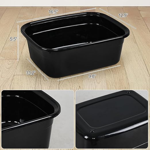 Sadstory 16 Quart Plastic Wash Tub Rectangular Dishpan Black 4 Packs