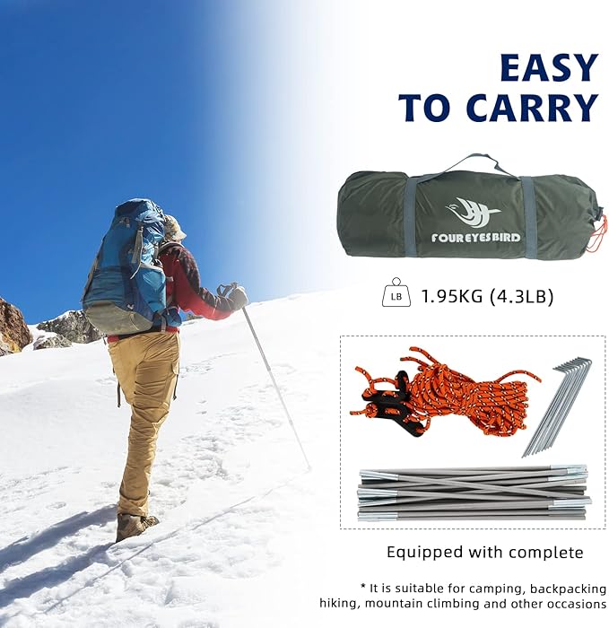 7.2 × 4 × 4 Feet Single Backpack Tent Waterproof Camping and Hiking Tent can be Used by One Person Light and Durable