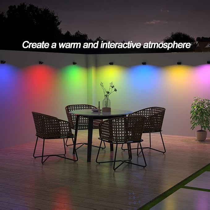Solar Fence LightsFence Solar Lights Outdoor Waterproof Led IP65 with10 Fixed Colors ＆ RGB Color Changing for Wall Backyard Step Railing Patio Pool Porchaily&ampHoliday Decorations (12)