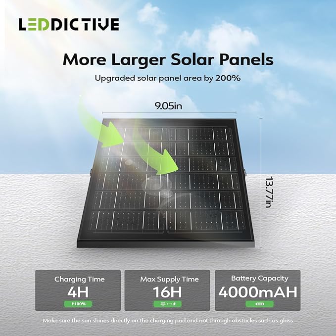 2 Pack LED Solar Lights Outdoor 7000K 3500LM Solar Powered Flood Lights with 3 Modes Dusk to Dawn Outdoor Lighting with Remote IP65 Waterproof 16.4 Ft Cable for Yard Garage Porch