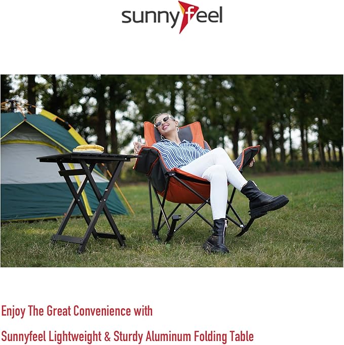 SUNNYFEEL Folding Camping Table - Lightweight Aluminum Portable Picnic Table 18.5x18.5x24.5 Inch for Cooking Beach Hiking Travel Fishing BBQ Indoor Outdoor Small Foldable Camp Tables