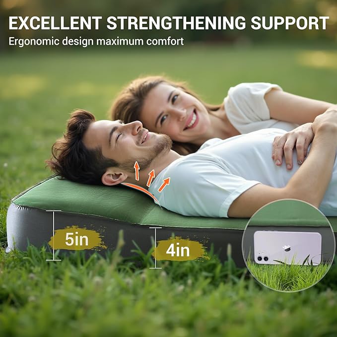 Elegear CumbreX™ Air &amp Foam Self Inflating Sleeping Pad Built-in Electric Pump 4 Ultra-Thick Memory Foam Camping Mattress with Pillow Double Camping Pad 4-Season R-value 9.5 Camp Mat for Travel