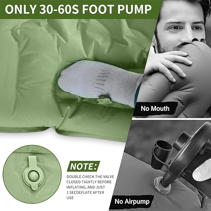 78in x 29in x 5in Camping Sleeping Pad Upgraded Durable Waterproof Compact Traveling Air Mattress Built-in Foot Pump Ultralight Inflatable Sleeping Mat for Backpacking Hiking
